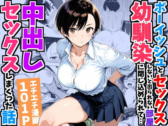 【フル漫画】d_752967 | ボーイッシュ幼馴染と「セックスしないと出られない部屋」に閉じ込められて…中出しセックスしまくった話 | デリカリカ